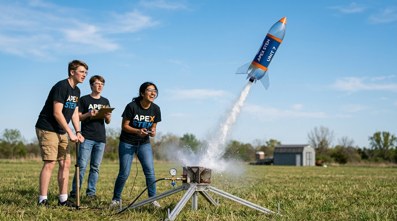 Space Science Club launching hydraulic rocket model